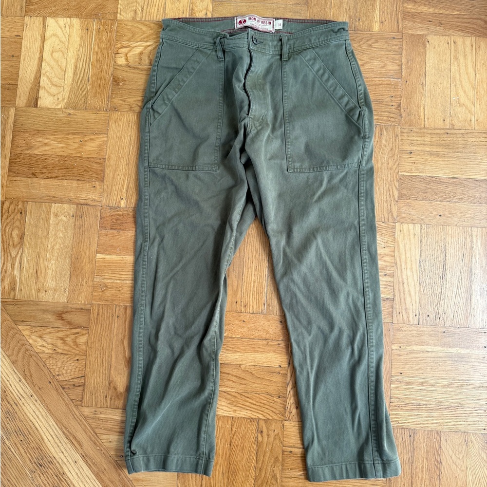 Iron & Resin Olive Chinos with Soft Washed Finish